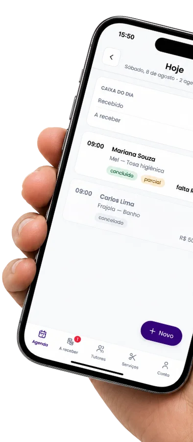 Agenda do HoraPet aberta no celular